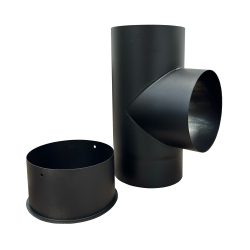 Kachelbuis T-stuk 90° vrouwelijk + dop  Ø 100 mm EW RVS zwart