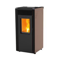 Pelletkachel ASPE 10 kW, staal. Kleur: roestbruin.