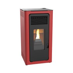 Pelletkachel AUDAX 6 kW. Kleur: bordeaux.