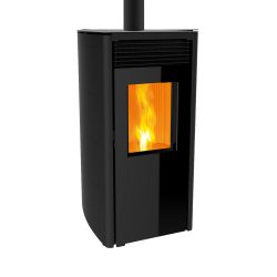 Pelletkachel ARA 8 kW, concentrisch glas. Kleur: zwart.