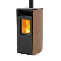 Pelletkachel ARA 8 kW, concentrisch staal. Kleur: roestbruin.