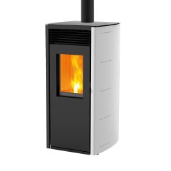 Pelletkachel ARA 8 kW, concentrisch staal. Kleur: wit.