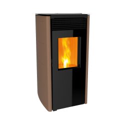 Pelletkachel ARA 10 kW, glas. Kleur: roestbruin.