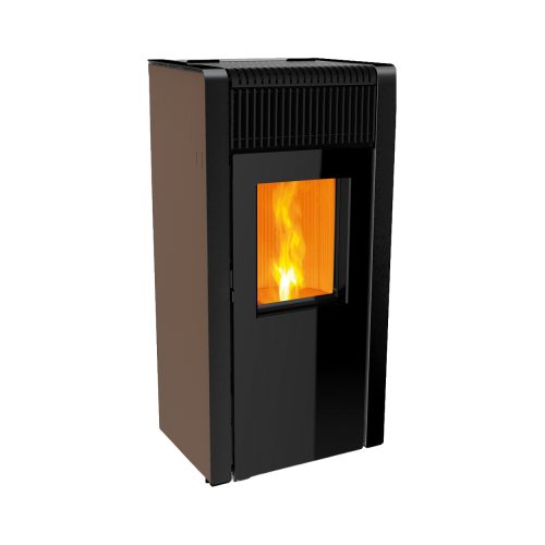 Aspe-12-kW-glas-roestbruin Pelletkachel ASPE 12 kW, glas. Kleur: roestbruin.
