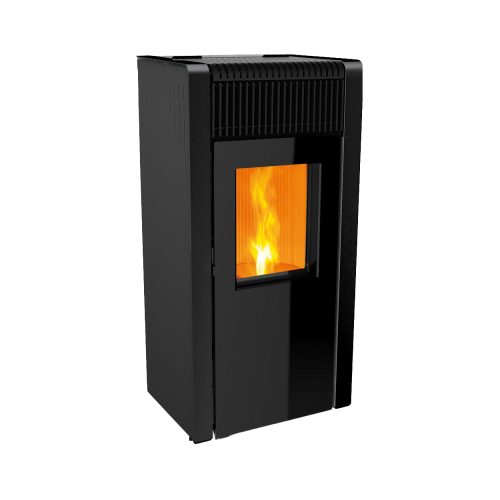 Aspe-14-kW-glas-zwart Pelletkachel ASPE 14 kW, glas. Kleur: zwart.