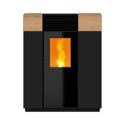 Pelletkachel NUMA 10 kW glas. Ornament: houtlook.